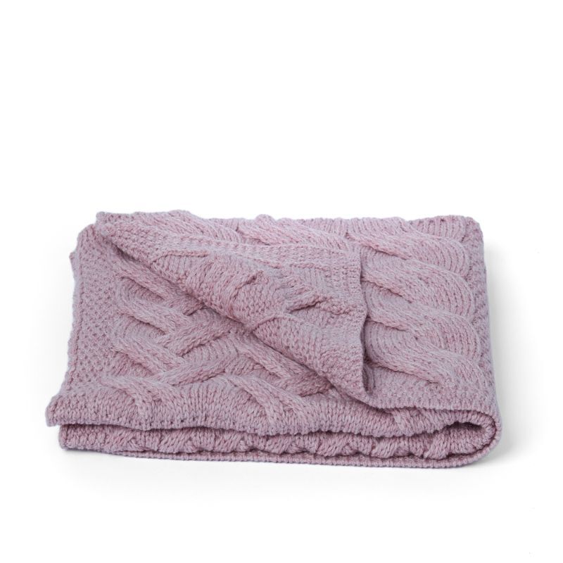 Aran Patchwork Cot Throw Pink